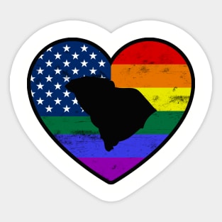 South Carolina United States Gay Pride Flag Heart Sticker